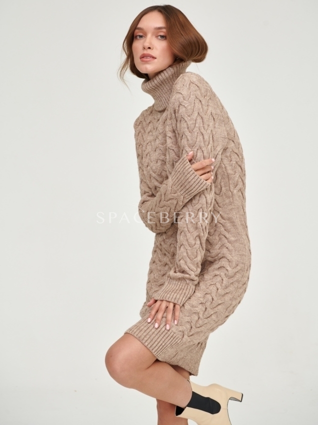 Женское теплое вечернее вязаное платье